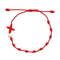 Fashion Armband Sieraden, Textiel binnenwerk Cord, met magnesiet, Oversteken, folk stijl & uniseks, rood, Lengte Ca 7.4-11.8 inch, Verkocht door PC