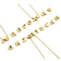 Collier d'acier titane, Lettre d’alphabet, styles différents pour le choix & pour femme, doré, Longueur Environ 17.71 pouce, Vendu par PC