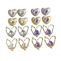 Crystal Vedhæng, Zinc Alloy, med Krystal, Heart, forskellige stilarter for valg, flere farver til valg, 10pc'er/Lot, Solgt af Lot