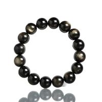 or Obsidian bracelet, poli, différentes qualités de choix & normes différentes pour le choix & pour homme, noire, Longueur Environ 7.6 pouce, Vendu par fixé