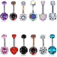 Aço inoxidável 316L piercing para umbigo, banhado, unissex & com strass, Mais cores pare escolha, 5x7mm, 50PCs/Lot, vendido por Lot