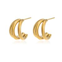 Stainless Steel Stud Earrings 304 Stainless Steel Vacuum Ion Plating fashion jewelry & for woman golden Sold By Pair