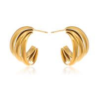 Stainless Steel Stud Earrings 304 Stainless Steel Vacuum Ion Plating fashion jewelry & for woman golden Sold By Pair