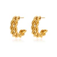 Stainless Steel Stud Earrings 304 Stainless Steel Vacuum Ion Plating fashion jewelry & for woman golden Sold By Pair