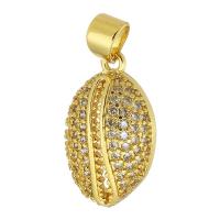 Cubique Pendentif en laiton zircon pavent, Placage de couleur d'or, bijoux de mode & DIY & pavé de micro zircon & pour femme, doré, 11x18x5mm, Trou:Environ 3.5mm, 10PC/lot, Vendu par lot