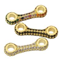 Messing connector met micro-paved kubieke zirconia's, gold plated, mode sieraden & DIY & micro pave zirconia & voor vrouw, meer kleuren voor de keuze, 26x8x5mm, Gat:Ca 4mm, 5pC's/Lot, Verkocht door Lot