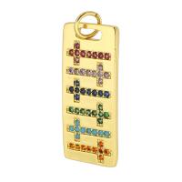 Messing hanger met micro-paved kubieke zirconia's, Rechthoek, gold plated, mode sieraden & DIY & micro pave zirconia & voor vrouw, multi-gekleurde, 10x24x2mm, Gat:Ca 4mm, 10pC's/Lot, Verkocht door Lot