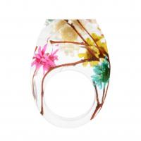 Resin Finger Ring with Dried Flower epoxy gel Unisex mixed colors Sold By PC