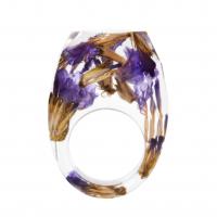 Resin Finger Ring with Dried Flower epoxy gel Unisex purple Sold By PC