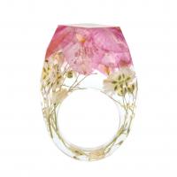 Resin ringen, Hars, met Gedroogde bloem, epoxy sticker, uniseks & verschillende grootte voor keus, roze, Verkocht door PC