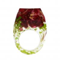 Bague en résine, avec Fleurs séchées, goutté d'époxy, unisexe & normes différentes pour le choix, rouge, Vendu par PC