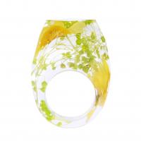 Resin ringen, Hars, met Gedroogde bloem, epoxy sticker, uniseks & verschillende grootte voor keus, groen, Verkocht door PC