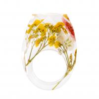 Resin Finger Ring with Dried Flower epoxy gel Unisex yellow Sold By PC