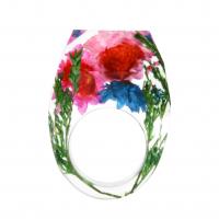 Resin Finger Ring with Dried Flower epoxy gel Unisex mixed colors Sold By PC