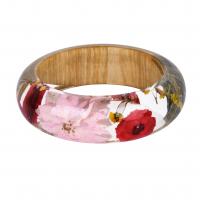 Roisín Bangle, le triomaithe Flower & Adhmad, Donut, greamán eapocsa, unisex, dathanna measctha, 23mm, Trastomhas Istigh:Thart 63mm, Díolta De réir PC