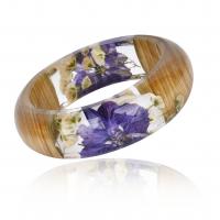 Resin Bangle with Dried Flower & Wood Donut epoxy gel Unisex mixed colors 23mm Inner Approx 63mm Sold By PC