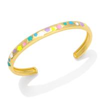 laiton bracelet manchette, fleur, Plaqué or 18K, pour femme & émail, plus de couleurs à choisir, protéger l'environnement, sans nickel, plomb et cadmium, 64x6mm, Vendu par PC