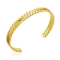 304 roestvrij staal Manchet Bangle, Galvanische beplating, voor vrouw, gouden, 63.50x7.70mm, Verkocht door PC