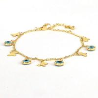 Bracelet Evil Eye bijoux, laiton, avec 1.97 chaînes de rallonge, Mauvais œil, Plaqué or 18K, styles différents pour le choix & pour femme, doré, protéger l'environnement, sans nickel, plomb et cadmium, Longueur 6.7 pouce, Vendu par PC