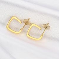 Stainless Steel Stud Earrings 304 Stainless Steel Vacuum Ion Plating for woman golden Sold By Pair