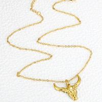 Collier d'acier titane, Corne, Placage de couleur d'or, normes différentes pour le choix & pour femme, doré, 22mm, Longueur 41-46 cm, Vendu par PC