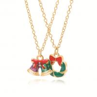 Kerst Kettingen, Zinc Alloy, met 5cm extender keten, Christmas Bell, gold plated, 2 stuks & Kerstontwerp & mode sieraden & voor vrouw & glazuur, gouden, nikkel, lood en cadmium vrij, Lengte 45 cm, Verkocht door Stel