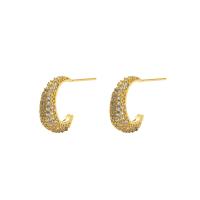 Ciúbach Zirconia Micrimhilseogra réiteodh Earring Prás, Litir C, dath an óir plated, jewelry faisin & micrea réiteach zirconia ciúbach & do bhean, órga, nicil, luaidhe & caidmiam saor in aisce, 5x17mm, Díolta De réir PC