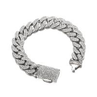 Titanium Steel Bracelet & Bangle punk style & Unisex & with rhinestone original color Sold By PC