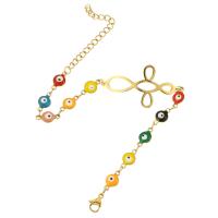 Evil Eye Jewelry Bracelet 304 Stainless Steel Vacuum Ion Plating for woman & enamel golden Length Approx 9 Inch Sold By PC