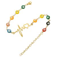 Evil Eye Jewelry Bracelet 304 Stainless Steel Vacuum Ion Plating for woman & enamel golden Length Approx 9 Inch Sold By PC