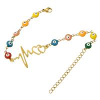 Evil Eye Jewelry Bracelet 304 Stainless Steel Vacuum Ion Plating for woman & enamel golden Length Approx 9 Inch Sold By PC