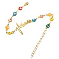 Evil Eye Jewelry Bracelet 304 Stainless Steel Vacuum Ion Plating for woman & enamel golden Length Approx 9 Inch Sold By PC