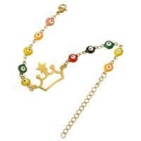 Evil Eye Jewelry Bracelet 304 Stainless Steel Vacuum Ion Plating for woman & enamel golden Length Approx 9 Inch Sold By PC