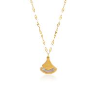 Collier de bijoux en acier inoxydable, Acier inoxydable 304, avec coquille, avec 1.97inch chaînes de rallonge, bijoux de mode & pour femme, doré, 15mm, Longueur Environ 15.75 pouce, Vendu par PC