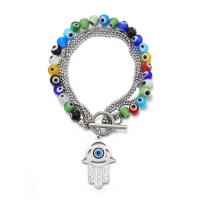 Evil Eye sieraden Armband, 304 roestvrij staal, met Seedbead, mode sieraden & voor vrouw & met strass, oorspronkelijke kleur, Lengte Ca 7.87 inch, Verkocht door PC