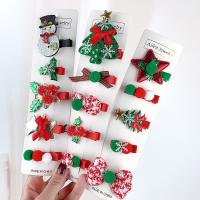 Christmas Hair Clip Zinc Alloy with Cloth 5 pieces & Christmas Design & for children nickel lead & cadmium free Sold By Set