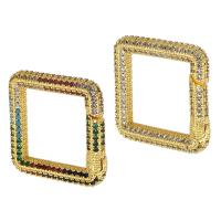 Snap fibbia in ottone, Piazza, placcato color oro, gioielli di moda & DIY & Micro spianare cubic zirconia & per la donna, nessuno, 24x24x4mm, 5PC/lotto, Venduto da lotto