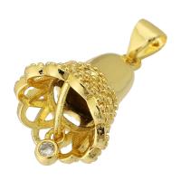 Messing hanger met micro-paved kubieke zirconia's, gold plated, mode sieraden & DIY & micro pave zirconia & voor vrouw, gouden, 13x16x13mm, Gat:Ca 3mm, 10pC's/Lot, Verkocht door Lot