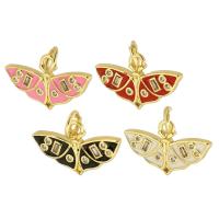 Cubic Zirconia Micro Pave Brass Pendant Butterfly gold color plated fashion jewelry & DIY & micro pave cubic zirconia & for woman & enamel Approx 3mm Sold By Lot