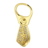 Messing hanger met micro-paved kubieke zirconia's, Pull-Tab, gold plated, mode sieraden & DIY & micro pave zirconia & voor vrouw, gouden, 11x25x3mm, Gat:Ca 9mm, 10pC's/Lot, Verkocht door Lot