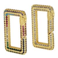 Brass Snap Clasp Rectangle gold color plated fashion jewelry & DIY & micro pave cubic zirconia & for woman Sold By Lot