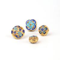 Imitation Cloisonne Zinc Alloy Beads gold color plated DIY & enamel & hollow nickel lead & cadmium free Sold By PC