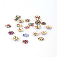 Zinc Alloy Bead Cap Flower gold color plated DIY & enamel nickel lead & cadmium free Sold By PC