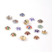 Zinc Alloy Bead Cap Flower plated DIY & enamel nickel lead & cadmium free Sold By PC