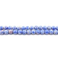 Edelsteen Sieraden Kralen, Indruk Jasper, Ronde, gepolijst, DIY & verschillende grootte voor keus, blauw, Per verkocht Ca 38 cm Strand