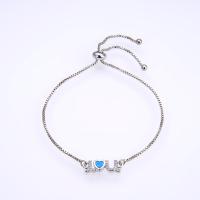 Ciúbach Zirconia Micrimhilseogra réiteodh Bracelet Prás, le Opal, Litir Aibítir, plátáilte, micrea réiteach zirconia ciúbach & do bhean, dathanna níos mó le haghaidh rogha, nicil, luaidhe & caidmiam saor in aisce, 17x6mm, Fad 11-22 cm, Díolta De réir PC