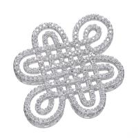 Kubik Zirkonium mikro bana Mässing Kontaktdon, Kinesiska Knot, plated, DIY & micro bana cubic zirconia, fler färger för val, nickel, bly och kadmium gratis, 37x29mm, Säljs av PC