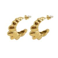 Stainless Steel Stud Earrings 304 Stainless Steel 18K gold plated fashion jewelry & for woman golden Sold By Pair