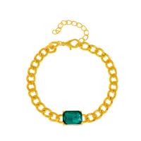 Zircon cubique Bracelet, alliage de zinc, avec zircon cubique, avec 5.5cm chaînes de rallonge, Placage de couleur d'or, bijoux de mode & réglable & pour femme, plus de couleurs à choisir, protéger l'environnement, sans nickel, plomb et cadmium, Longueur 19 cm, Vendu par PC