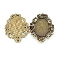 Zinc Alloy vedhæng Cabochon Setting, antik bronze farve forgyldt, oprindelige farve, 20x30mm, Solgt af PC